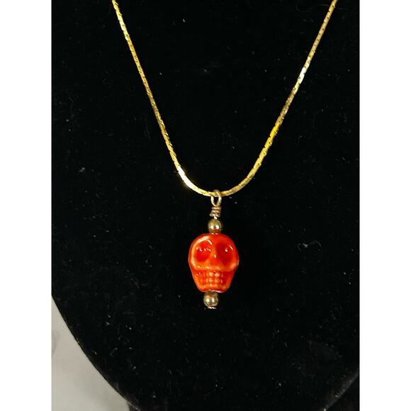 7 Handmade Skull Gold Necklace, Different Rainbow Colors- Same Style - Picture 3 of 9